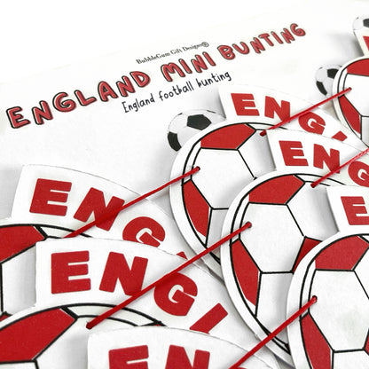 Football mini bunting England wording red and white sport party decorations football themed Championship footy fan garland World Cup