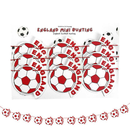 Football mini bunting England wording red and white sport party decorations football themed Championship footy fan garland World Cup