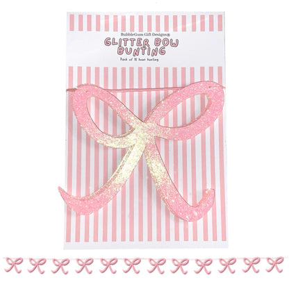 Pink Glitter Christmas Bow Bunting Pink Christmas Garland Preppy Coquette Holiday Decorations