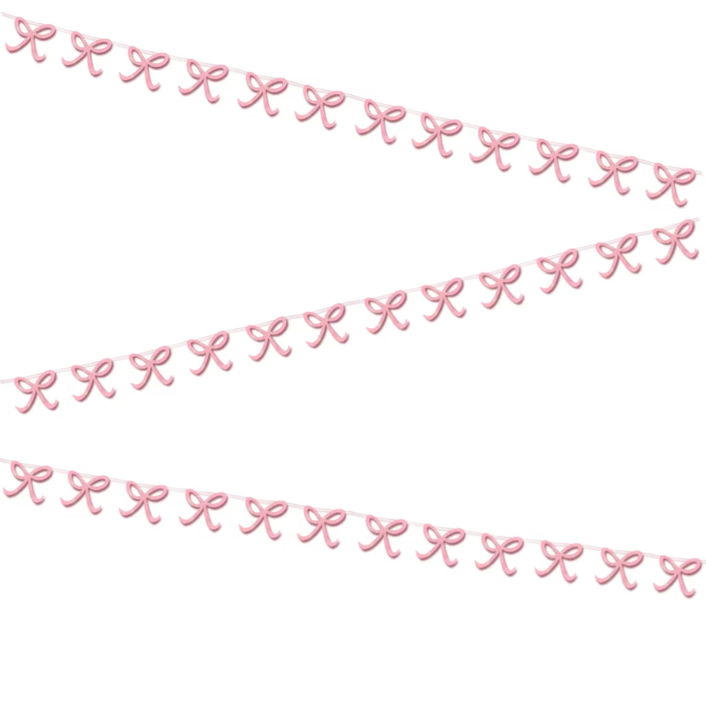 Pink Glitter Christmas Bow Bunting Pink Christmas Garland Preppy Coquette Holiday Decorations