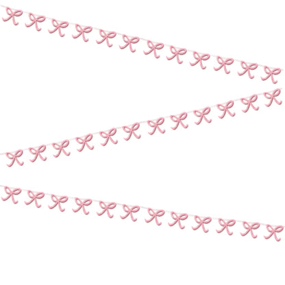 Pink Glitter Christmas Bow Bunting Pink Christmas Garland Preppy Coquette Holiday Decorations