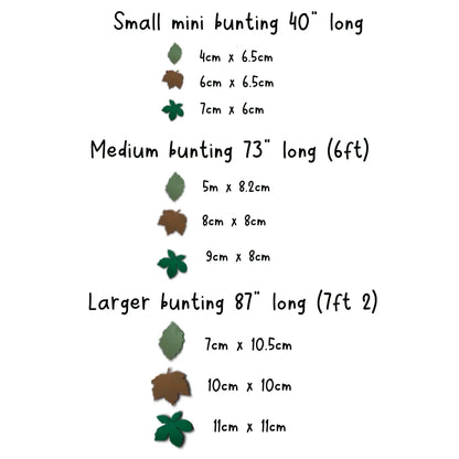 Leaf bunting Autumn decor Chestnut tree Sycamore Sage green Birch tree Leaf garland mini bunting Fall decorations for shelf decor