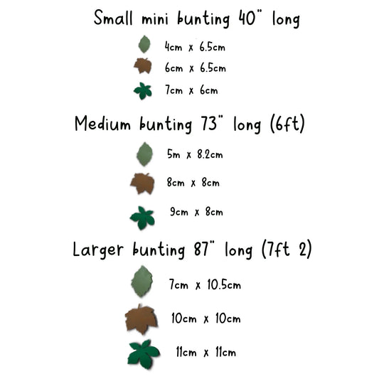 Leaf bunting Autumn decor Chestnut tree Sycamore Sage green Birch tree Leaf garland mini bunting Fall decorations for shelf decor
