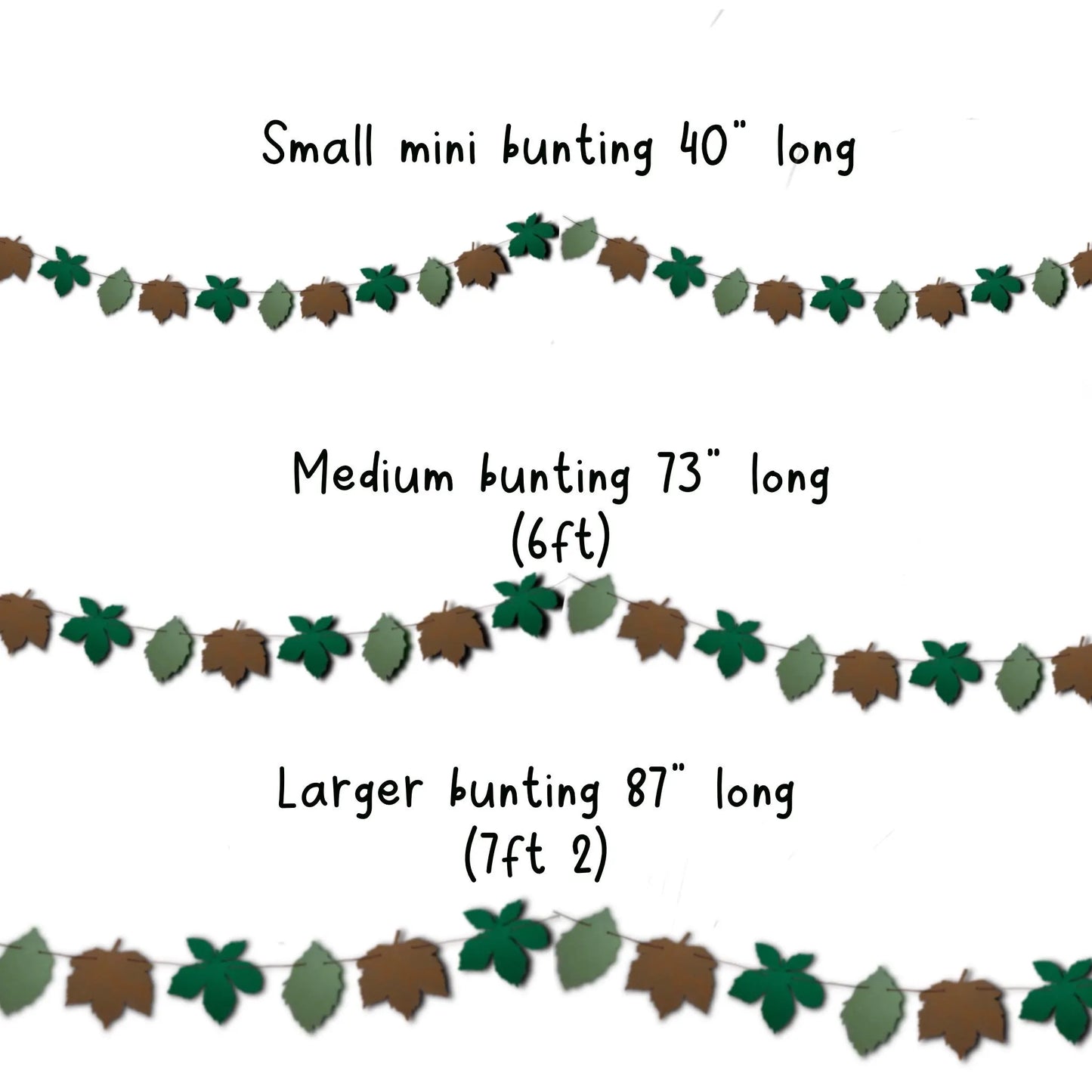 Leaf bunting Autumn decor Chestnut tree Sycamore Sage green Birch tree Leaf garland mini bunting Fall decorations for shelf decor