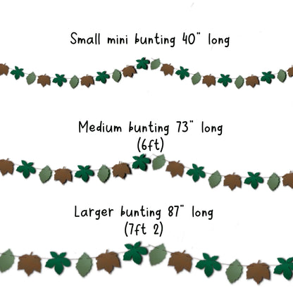 Leaf bunting Autumn decor Chestnut tree Sycamore Sage green Birch tree Leaf garland mini bunting Fall decorations for shelf decor