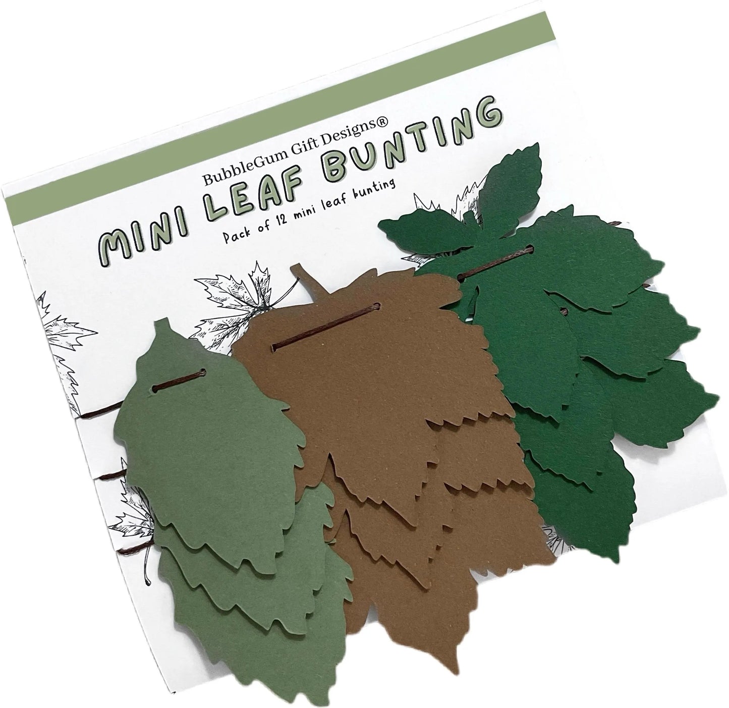 Leaf bunting Autumn decor Chestnut tree Sycamore Sage green Birch tree Leaf garland mini bunting Fall decorations for shelf decor