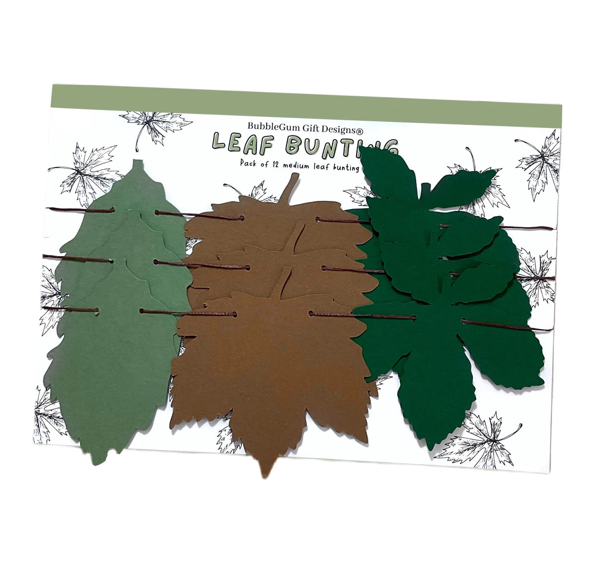 Leaf bunting Autumn decor Chestnut tree Sycamore Sage green Birch tree Leaf garland mini bunting Fall decorations for shelf decor