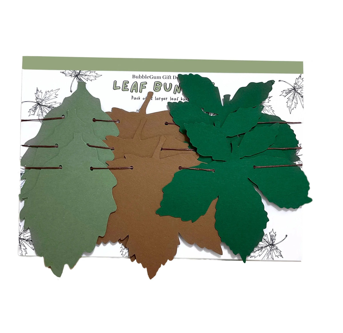 Leaf bunting Autumn decor Chestnut tree Sycamore Sage green Birch tree Leaf garland mini bunting Fall decorations for shelf decor