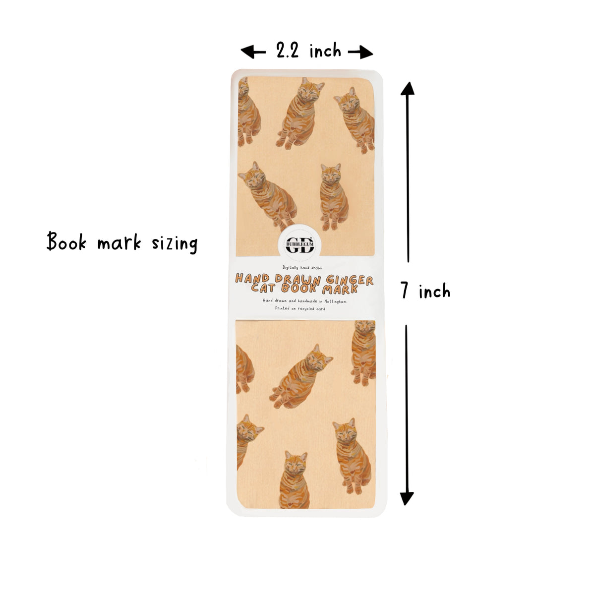 Ginger Cat Bookmark (Choose Design or Pack) – Laminated Linen Card