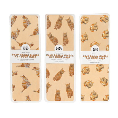 Ginger Cat Bookmark (Choose Design or Pack) – Laminated Linen Card