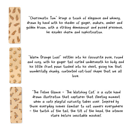 Ginger Cat Bookmark (Choose Design or Pack) – Laminated Linen Card