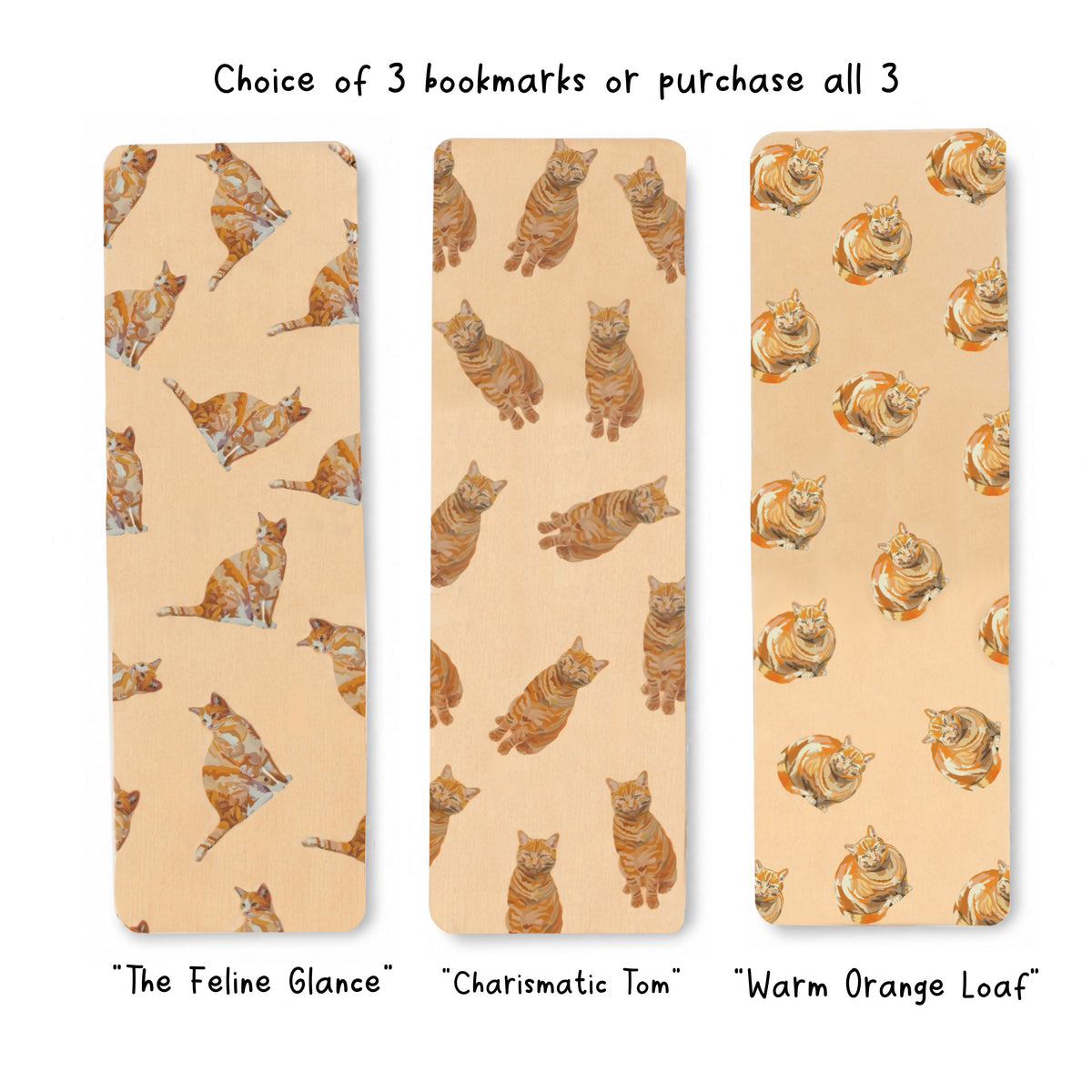 Ginger Cat Bookmark (Choose Design or Pack) – Laminated Linen Card