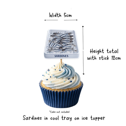 Sardine cupcake toppers nautical theme birthday party Funny seaside fish cupcake decorations