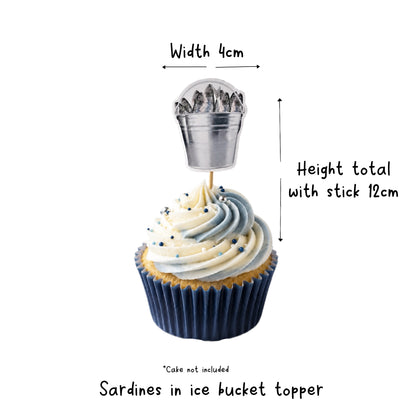 Sardine cupcake toppers nautical theme birthday party Funny seaside fish cupcake decorations