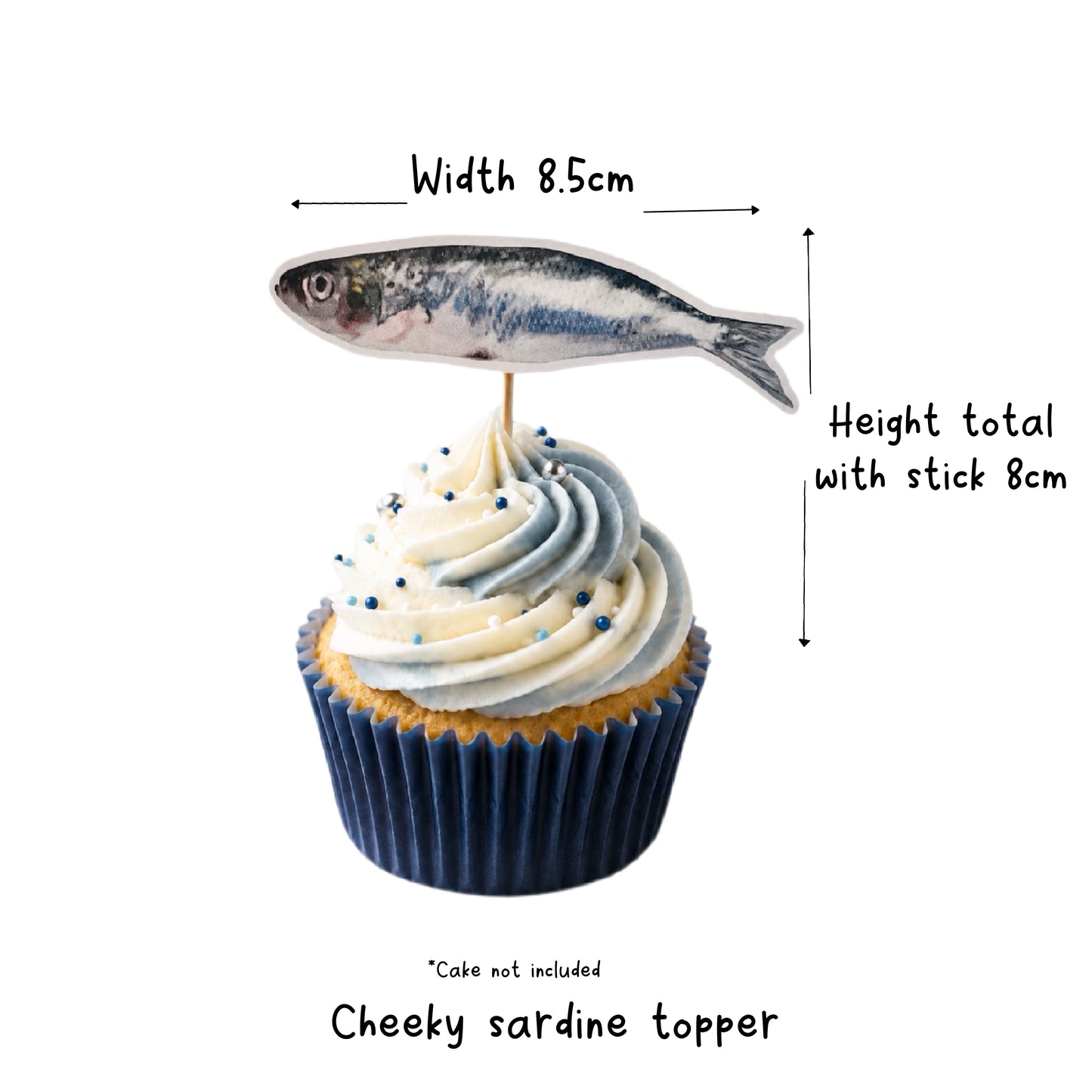 Sardine cupcake toppers nautical theme birthday party Funny seaside fish cupcake decorations