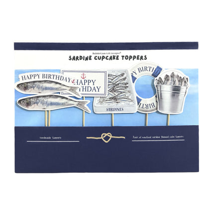 Sardine cupcake toppers nautical theme birthday party Funny seaside fish cupcake decorations