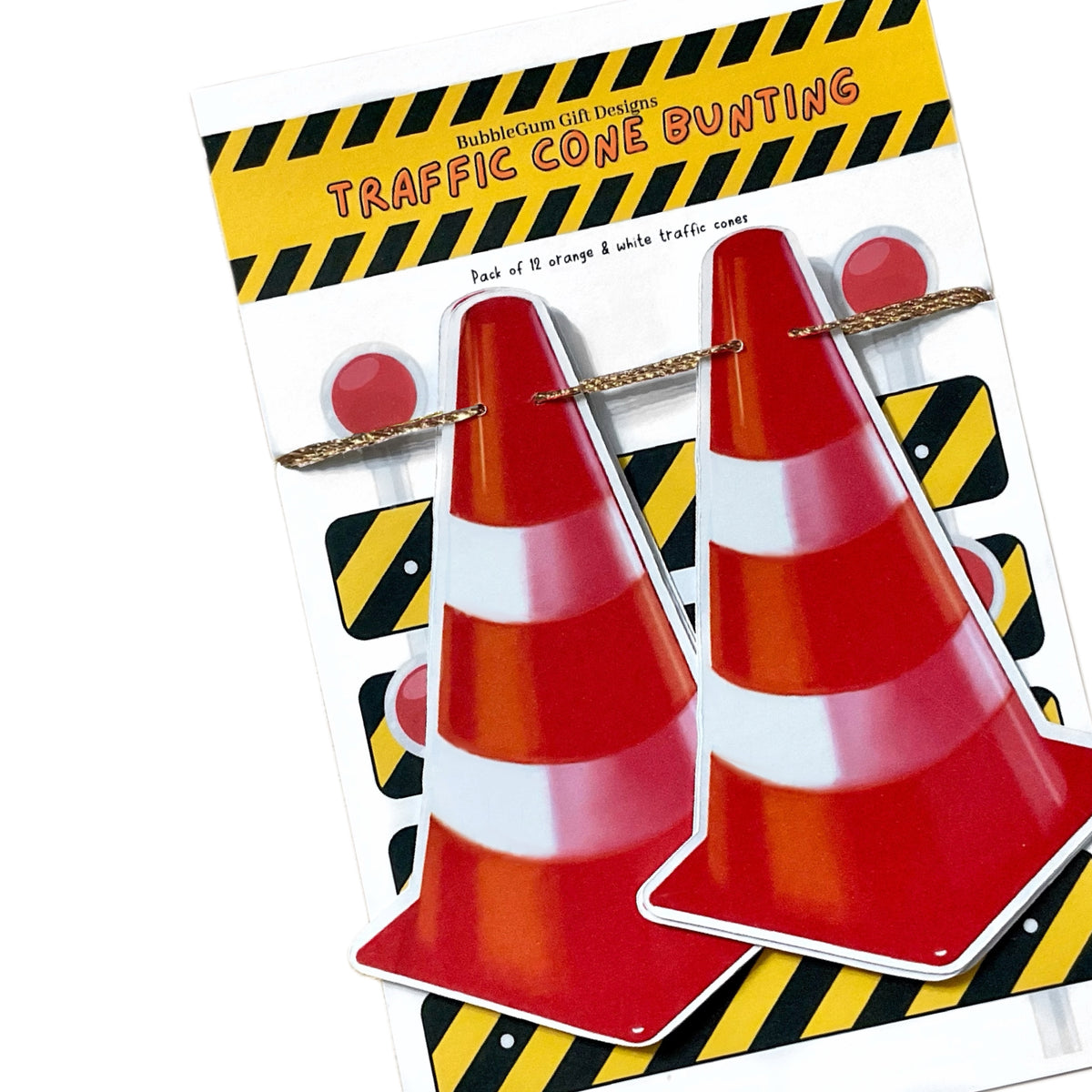 Traffic Cone Bunting (Choose String Colour) – Construction Garland