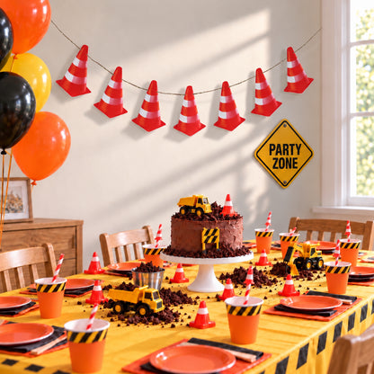 Traffic Cone Bunting (Choose String Colour) – Construction Garland