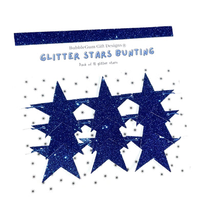 Royal blue glitter star garland, 21st birthday decorations, celestial decor 21st party decorations - size options