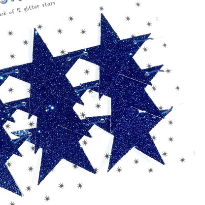 Royal blue glitter star garland, 21st birthday decorations, celestial decor 21st party decorations - size options