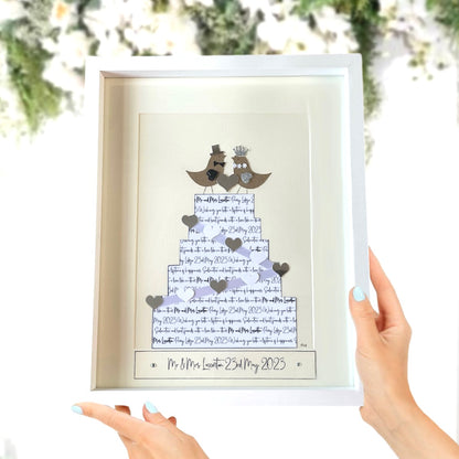 Wedding gift for couple unique cake design, Alternative wedding gifts for Bride and Groom to be, Personalised wedding gift with love birds