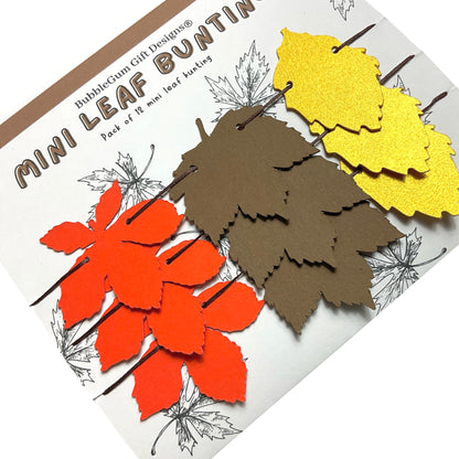 Mini fall leaf garland pumpkin spice colour autumn leaves, Chestnut, Sycamore and birch leaf decoration, Cute reading corner shelf decor