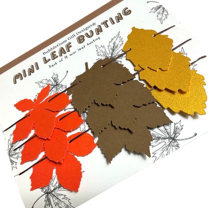 Mini fall leaf garland pumpkin spice colour autumn leaves, Chestnut, Sycamore and birch leaf decoration, Cute reading corner shelf decor