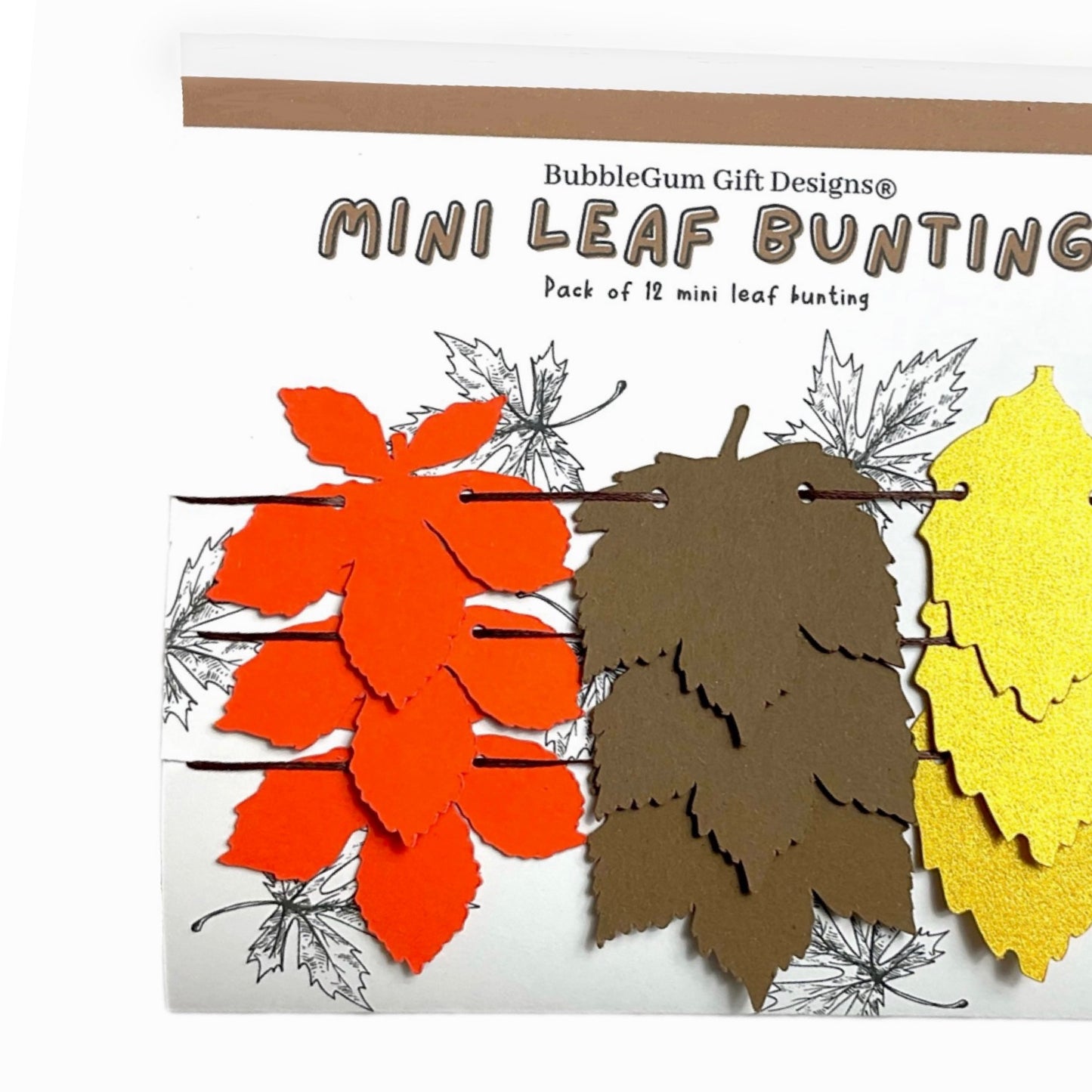 Mini fall leaf garland pumpkin spice colour autumn leaves, Chestnut, Sycamore and birch leaf decoration, Cute reading corner shelf decor