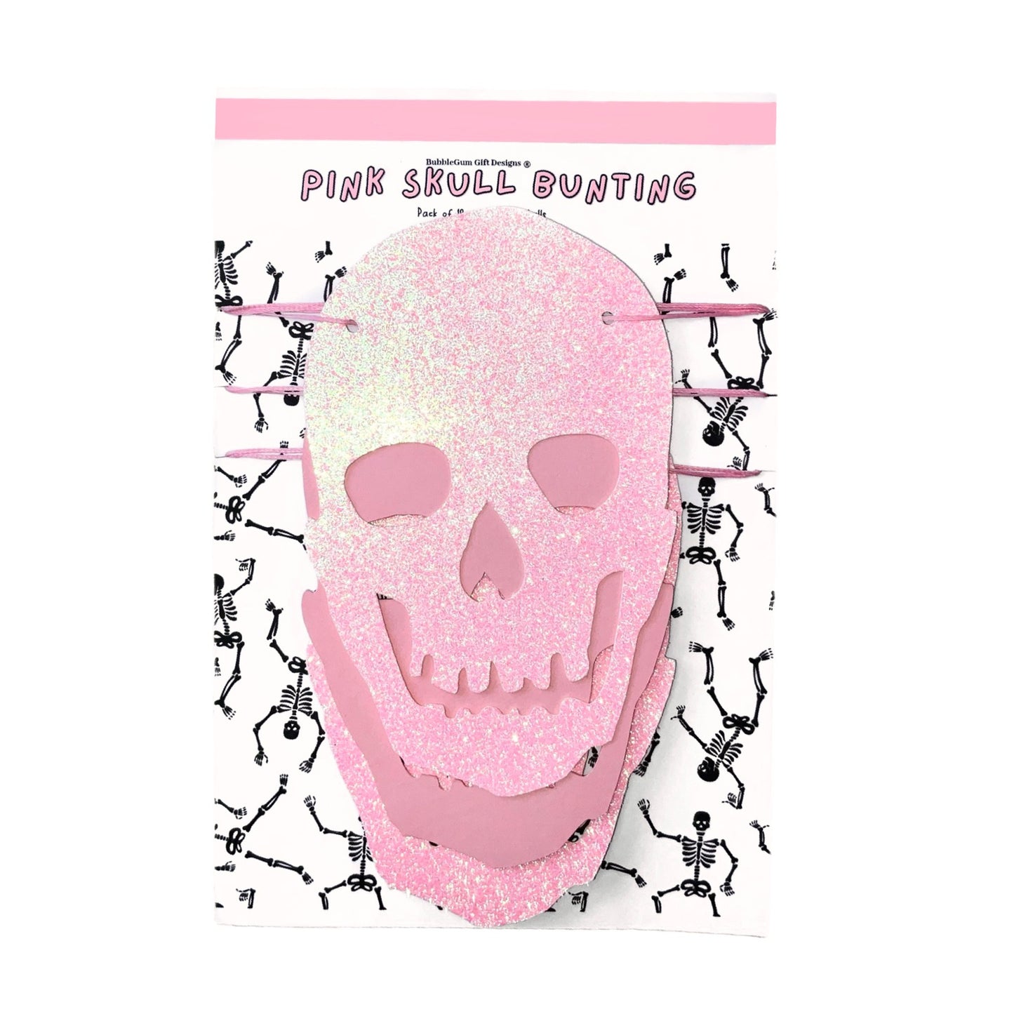 Pink skull banner Halloween decoration, Pastel Halloween skull heads, Pink goth skulls decoration