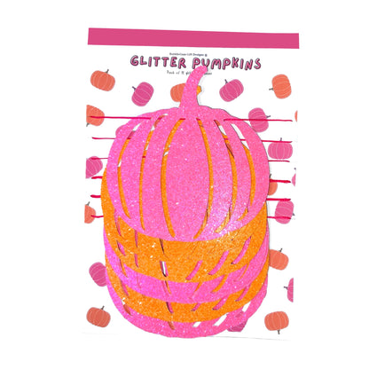 Neon pink orange glitter pumpkin garland, October pumpkin birthday 90s Halloween wall decor