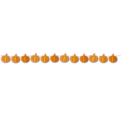 Retro Halloween pumpkin garland, Bright neon orange glitter pumpkin Halloween banner, Orange pumpkin bunting, Neon pumpkin banner