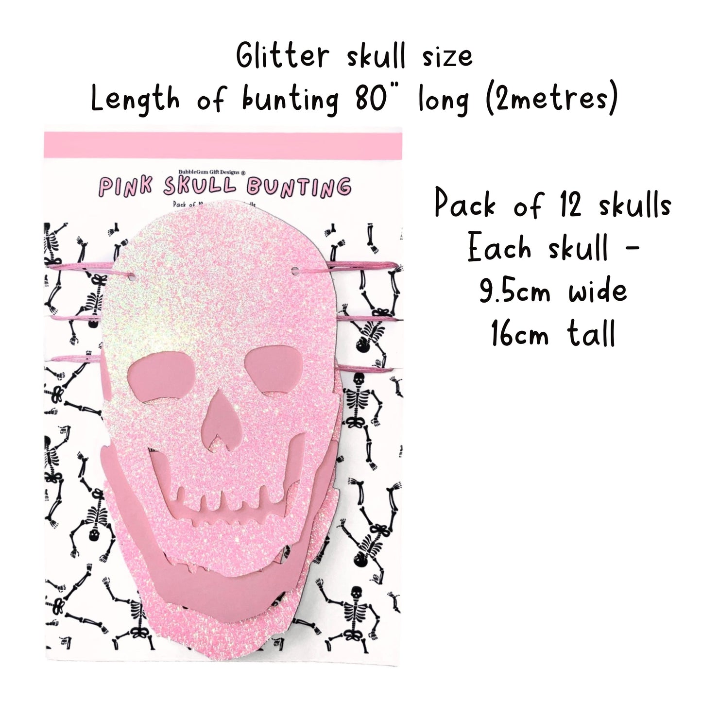 Pink skull banner Halloween decoration, Pastel Halloween skull heads, Pink goth skulls decoration