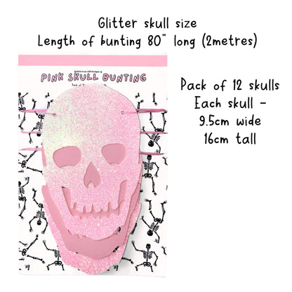 Pink skull banner Halloween decoration, Pastel Halloween skull heads, Pink goth skulls decoration