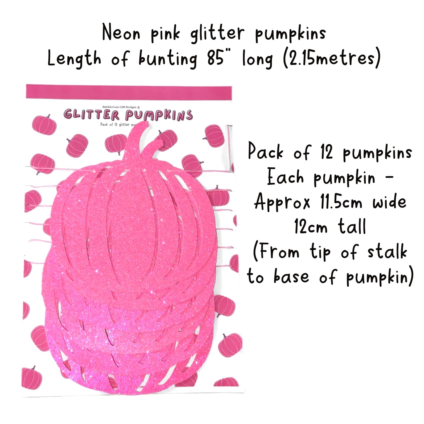 Pink neon glitter pumpkins, Pink sparkly pumpkin hanging decorations for Halloween or pink Autumn