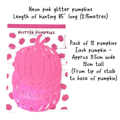 Pink neon glitter pumpkins, Pink sparkly pumpkin hanging decorations for Halloween or pink Autumn