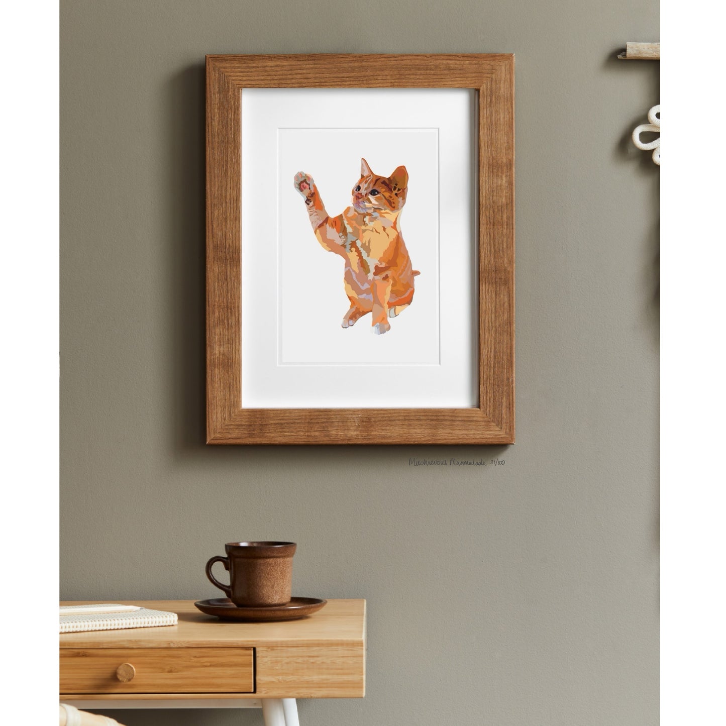 Ginger kitten A4 print Cute playful cat portrait, Mischievous Marmalade portrait wall print, Ginger cat print unframed A4 A5 hallway art