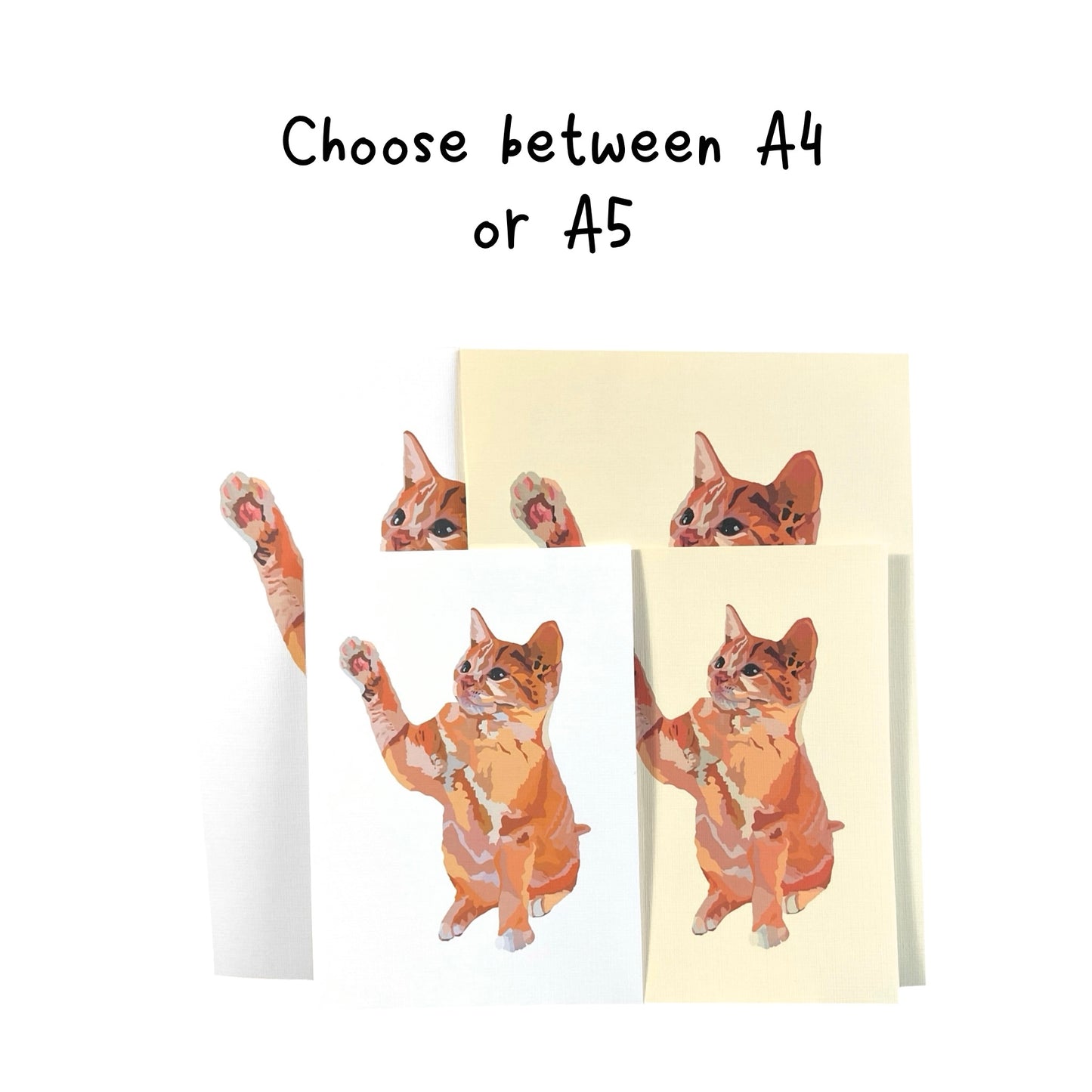 Ginger kitten A4 print Cute playful cat portrait, Mischievous Marmalade portrait wall print, Ginger cat print unframed A4 A5 hallway art