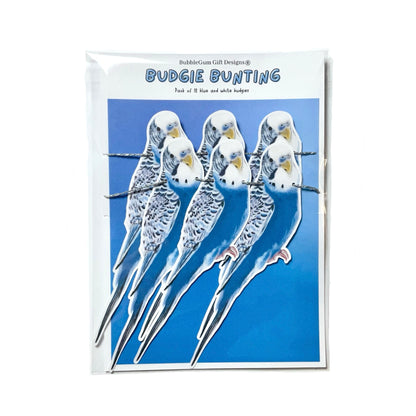 Cute blue budgie bunting banner, Fun pet party decorations, Parakeet bird garland