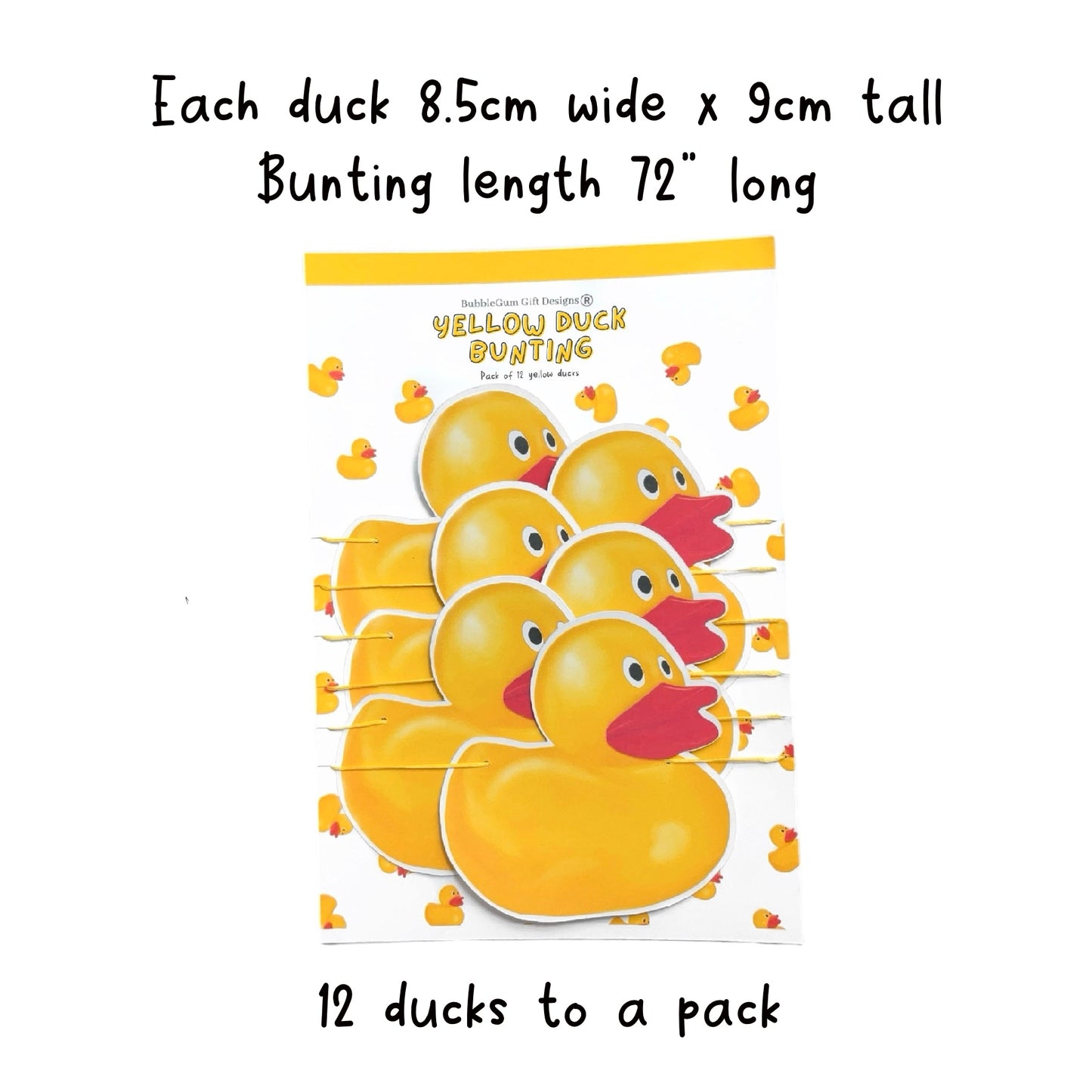 Yellow duck bunting banner, Novelty duck baby shower decorations, Hand drawn funny ducks