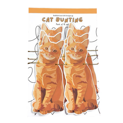 Ginger cat themed party bunting, Cute orange cat birthday decoration, 2 sizes available