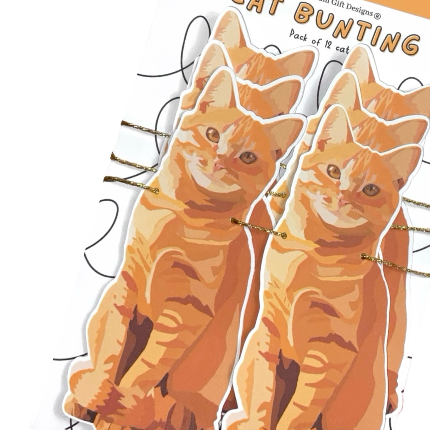 Ginger cat themed party bunting, Cute orange cat birthday decoration, 2 sizes available