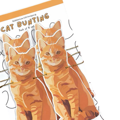 Ginger cat themed party bunting, Cute orange cat birthday decoration, 2 sizes available