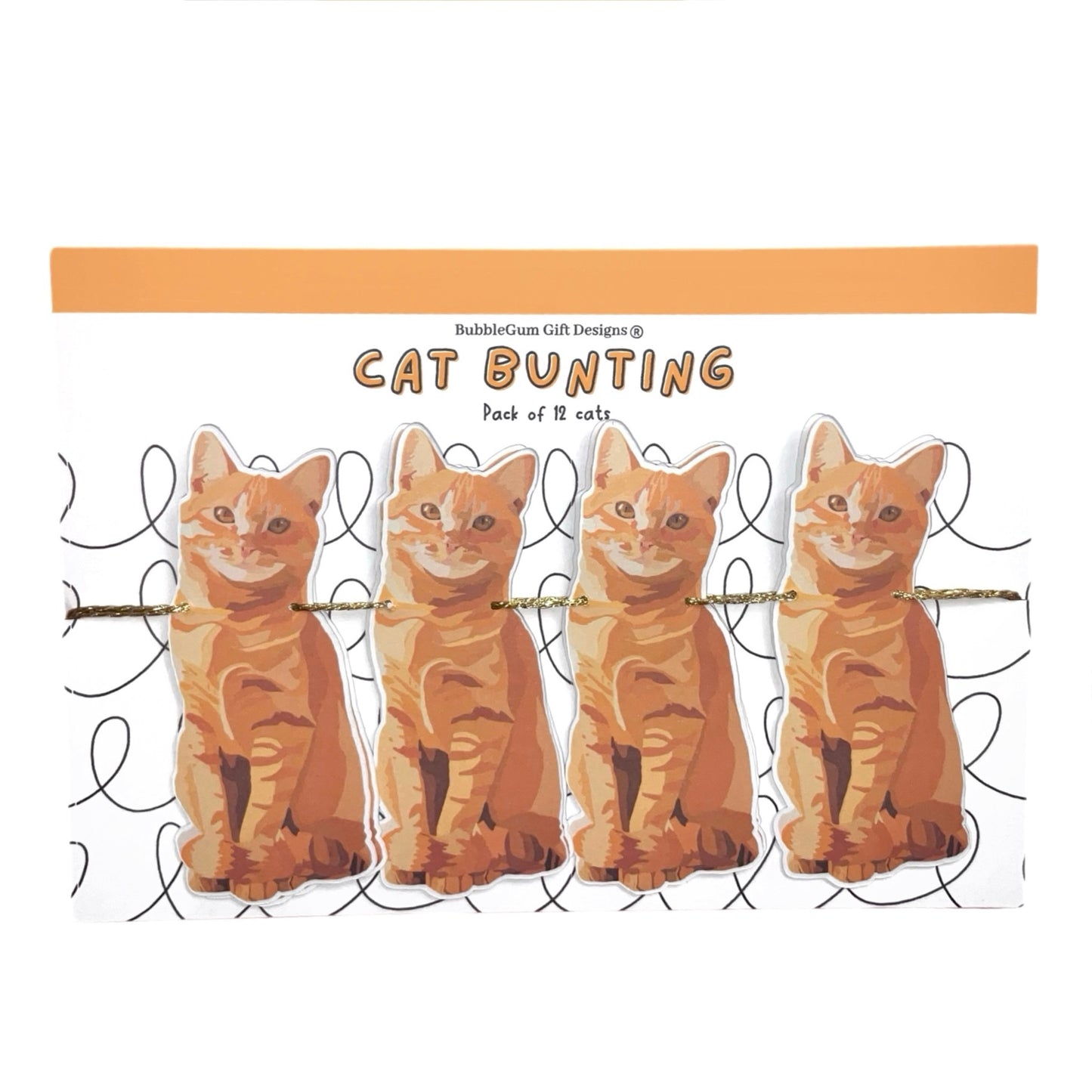 Ginger cat themed party bunting, Cute orange cat birthday decoration, 2 sizes available