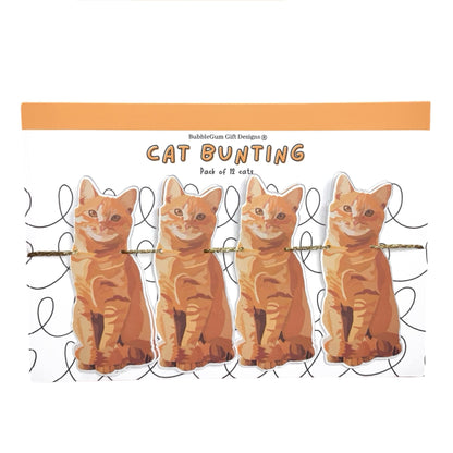 Ginger cat themed party bunting, Cute orange cat birthday decoration, 2 sizes available