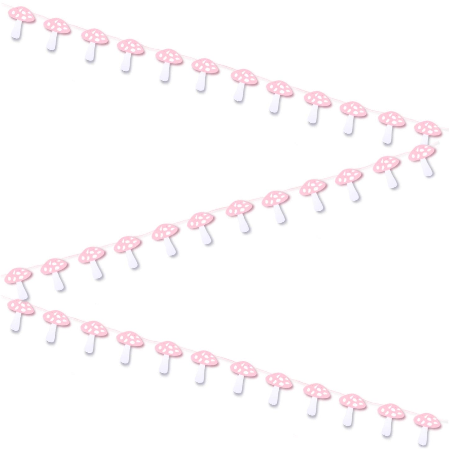 Pink mushroom garland Fairy first birthday bunting Spring toadstool decorations Choose your size 1x12
