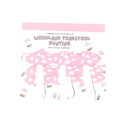 Pink mushroom garland Fairy first birthday bunting Spring toadstool decorations Choose your size 1x12