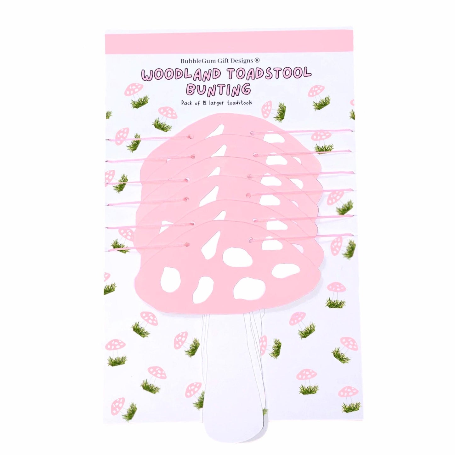 Pink mushroom garland Fairy first birthday bunting Spring toadstool decorations Choose your size 1x12