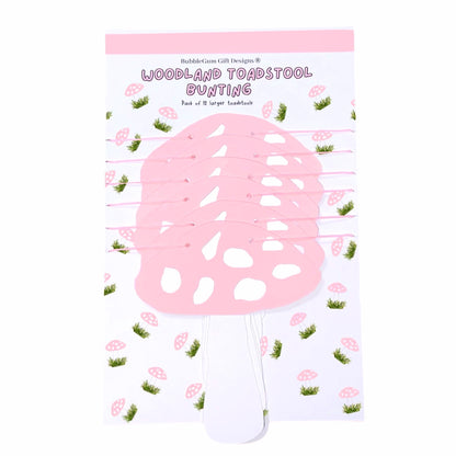 Pink mushroom garland Fairy first birthday bunting Spring toadstool decorations Choose your size 1x12