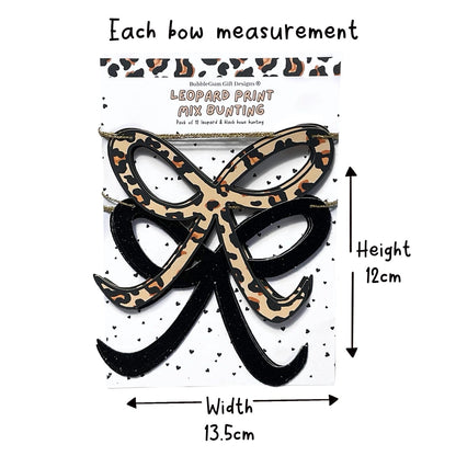 Leopard print and black glitter bow bunting Animal print party decorations Bow shaped garland 1x12