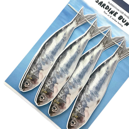 Hand drawn sardine garland Printed fish wall decor funny seaside aesthetic fisherman party bunting Quirky ocean fish theme birthday 70inches
